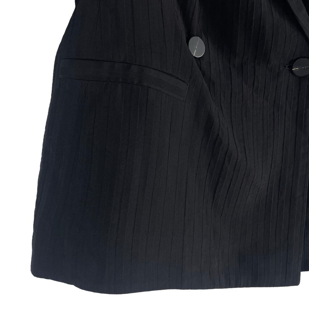Everlane The Drapey City Striped Blazer Double Breasted Black Size 6 - Picture 10 of 13